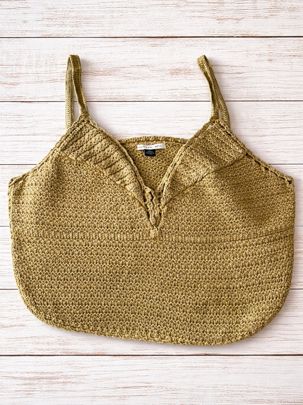 American Eagle Outfitters Olive Crochet Crop Tank